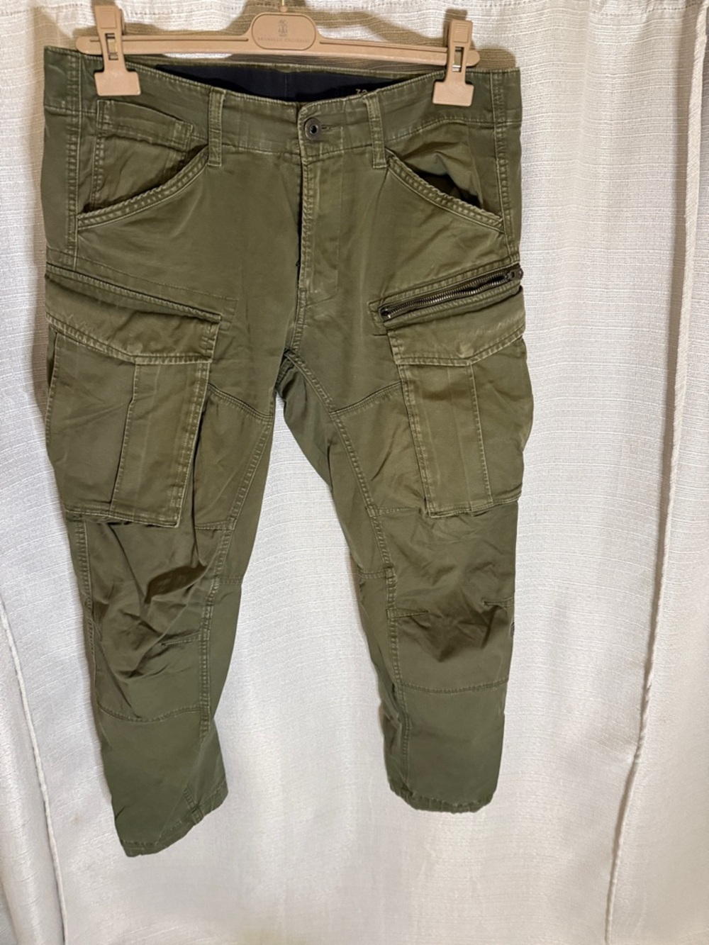 G-Star Olive Cargo Trousers with Zip Pocket
